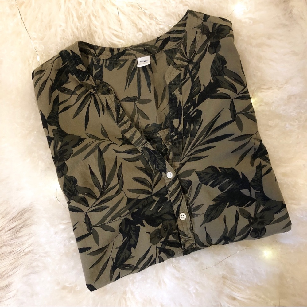 Old Navy Palm Frond Cotton Blouse